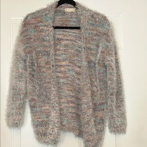 Alter’d State Multicolor Fuzzy Sweater MED Cozy Open Front